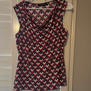 Kasper Women's Sleeveless Top - Red, Black, and White Geometric
